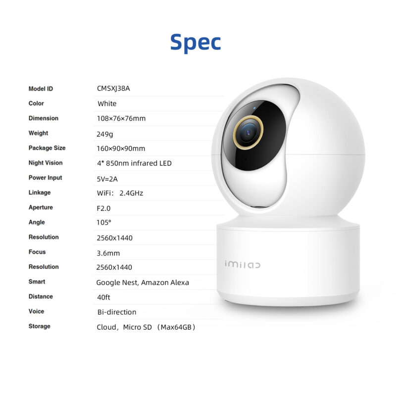 IMILAB C21 2.5K Surveillance Camera Vedio Wifi IP Smart Indoor Home Security Baby Monitor 360view Starlight Night Vision Cam - Image 5